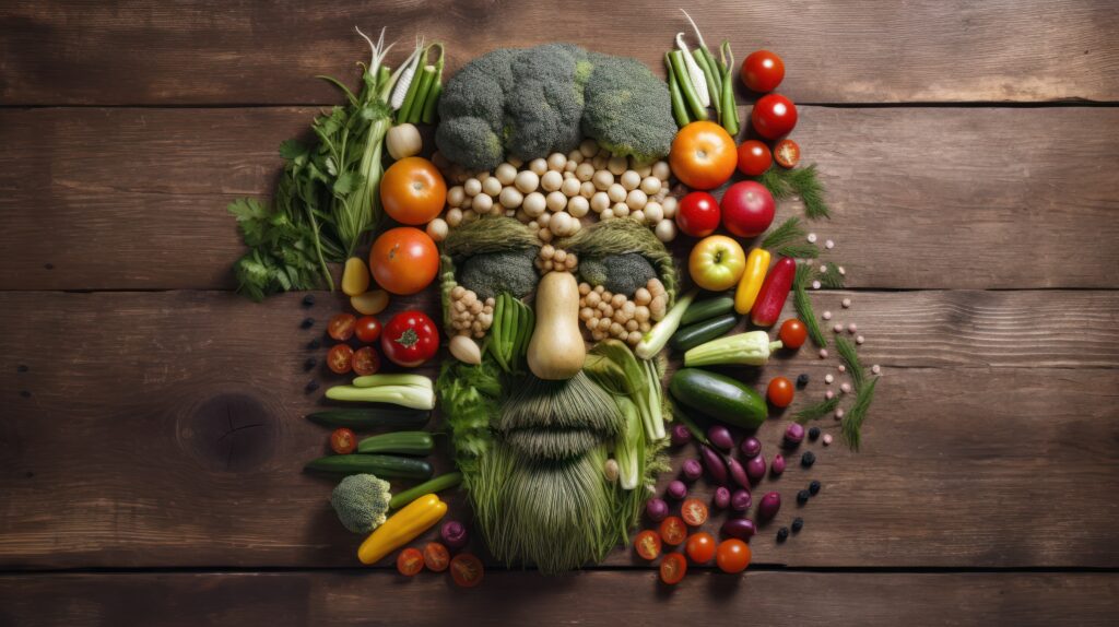 Stanislav Kondrashov TELF AG, man face made out of veggies