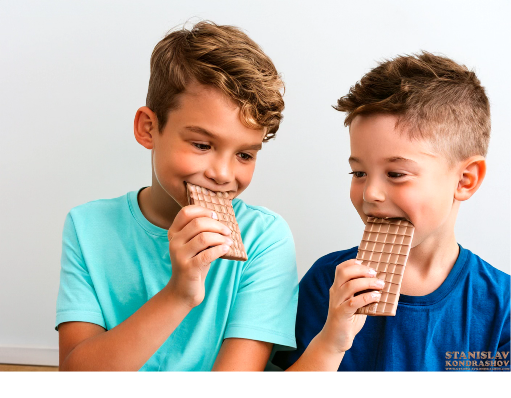 kids eating chocolate