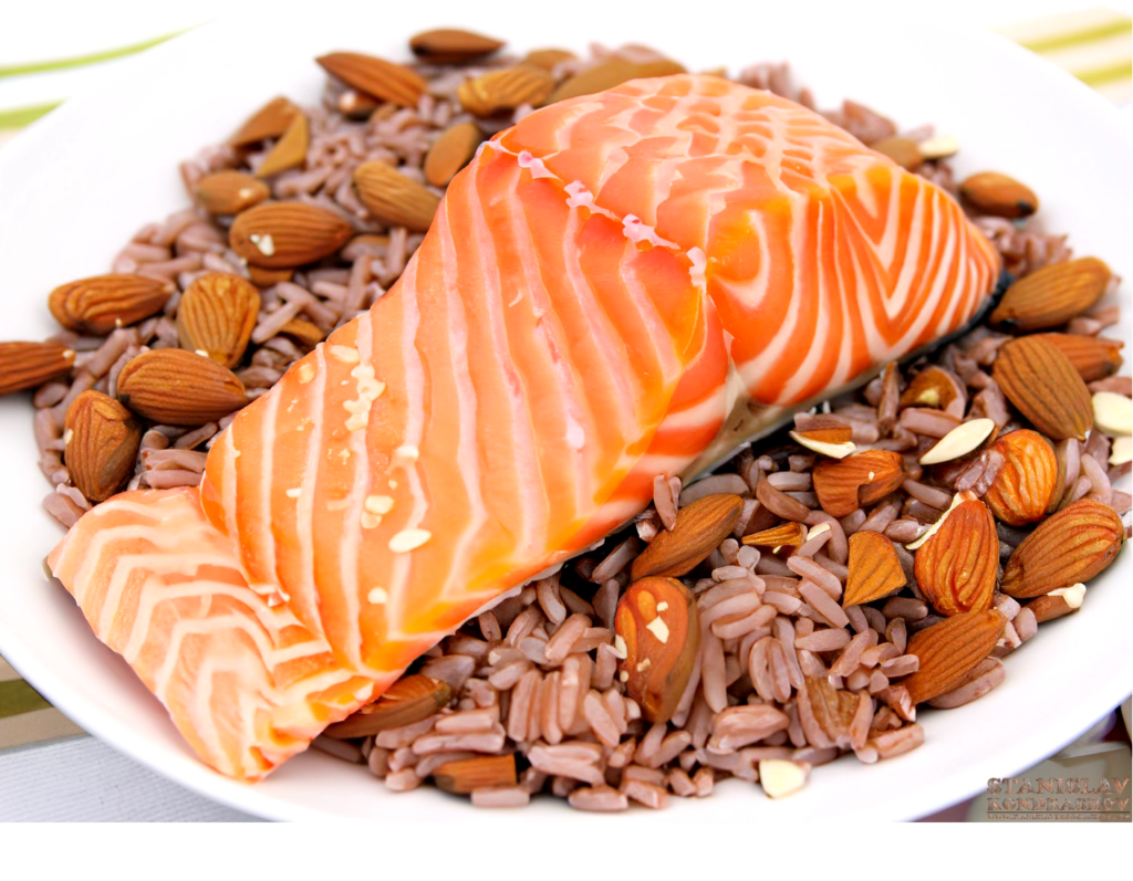 salmon with brown rice