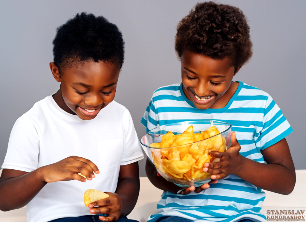 kids eating chips