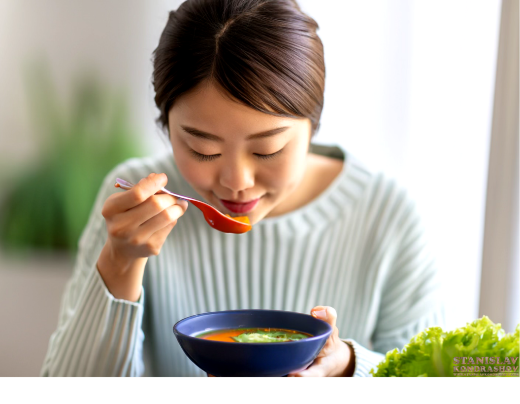 woman eating soup 