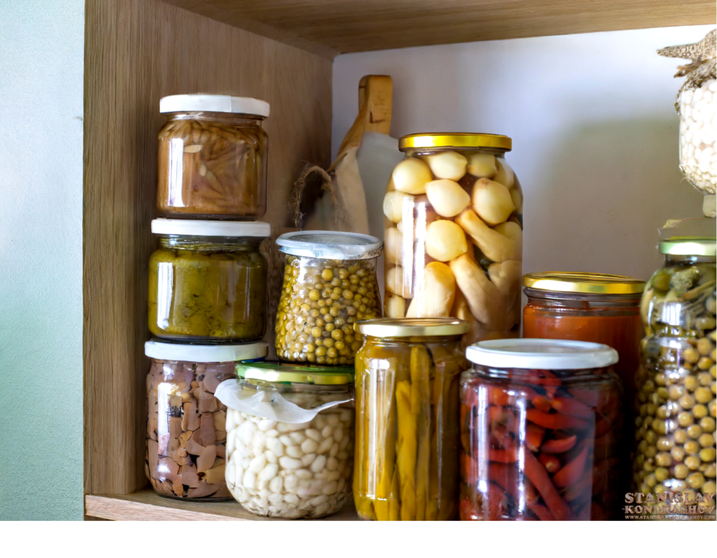 pantry with canned food