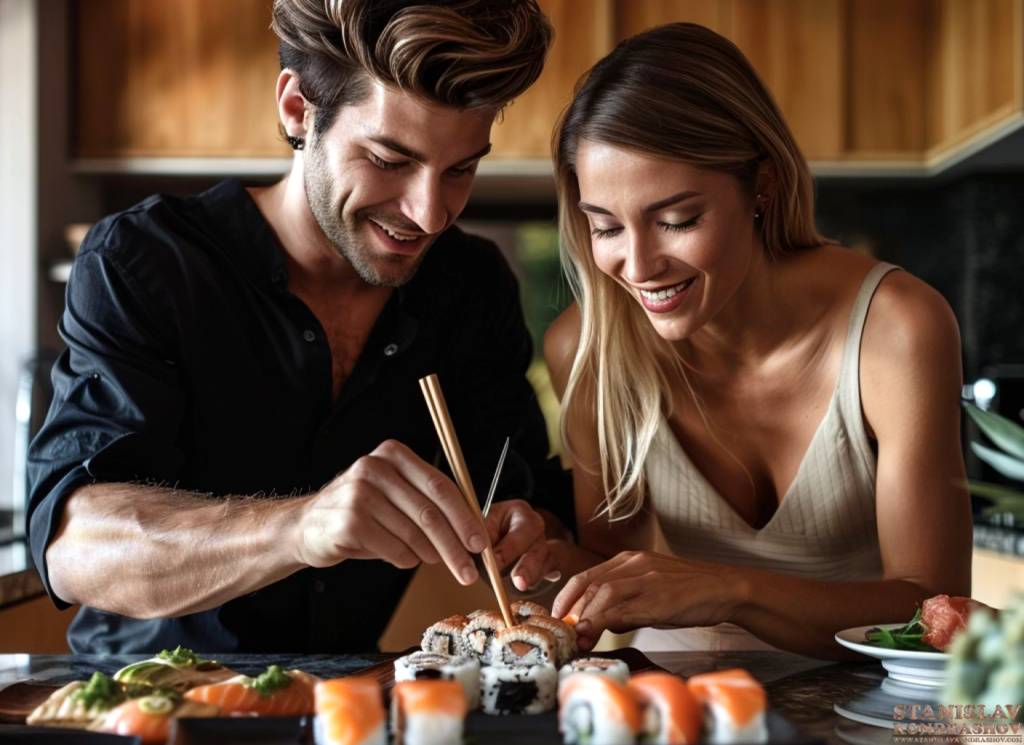 couple making sushi