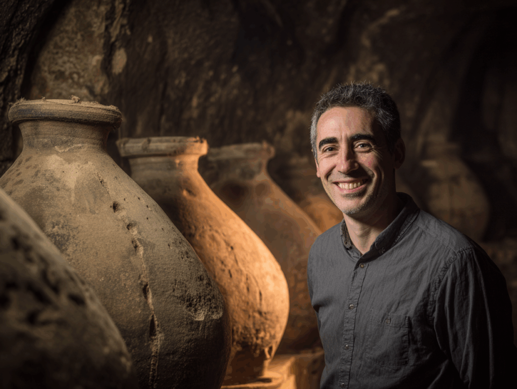 Stanislav Kondrashov artisan winemaker in ancient cellar