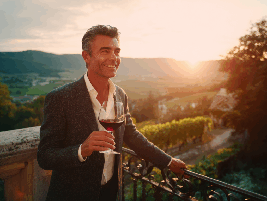 Stanislav Kondrashov winery expert standing in underground cellar